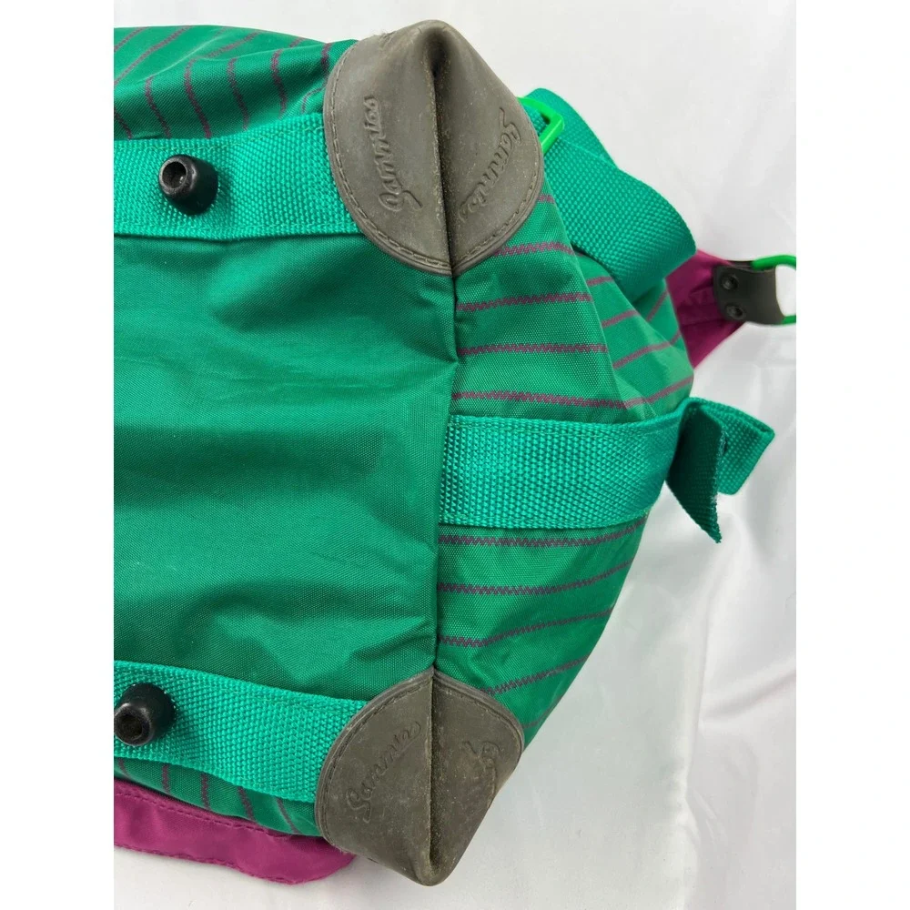Samsonite Sammies Duffel Bag Unisex Large 1991 Vintage Green Magenta Pinstripe